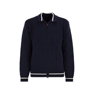 KITON Men's Zip-Up Knitted Bomber Jacket Men BLUE Outerwear